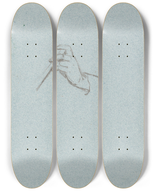 Triptych art skateboard deck of Nicaise De Keyser Hand by Nicaise De Keyser (1813-1887)