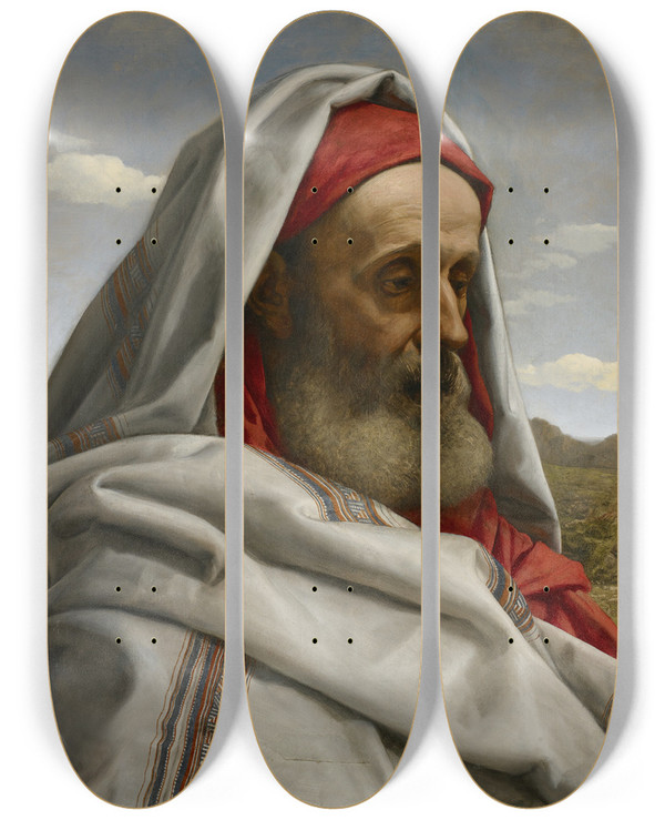Triptych art skateboard deck of William Dyce Eliezer Of Damascus by William Dyce (1806-1864)