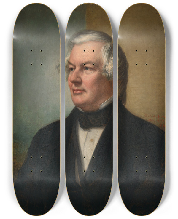 Triptych art skateboard deck of George Peter Alexander Healy Millard Fillmore_2 by George Peter Alexander Healy (1813-1894)