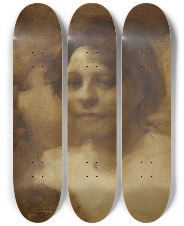 Triptych art skateboard deck of Eugne Carriere Madame Case by Eugene Carriere (1849-1906)