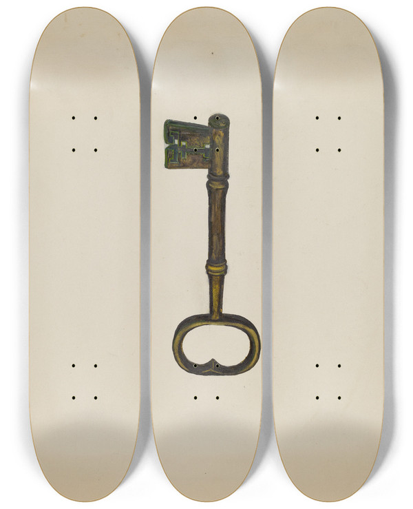 Triptych art skateboard deck of Edna C Rex Key by Edna C Rex (1893-1972)