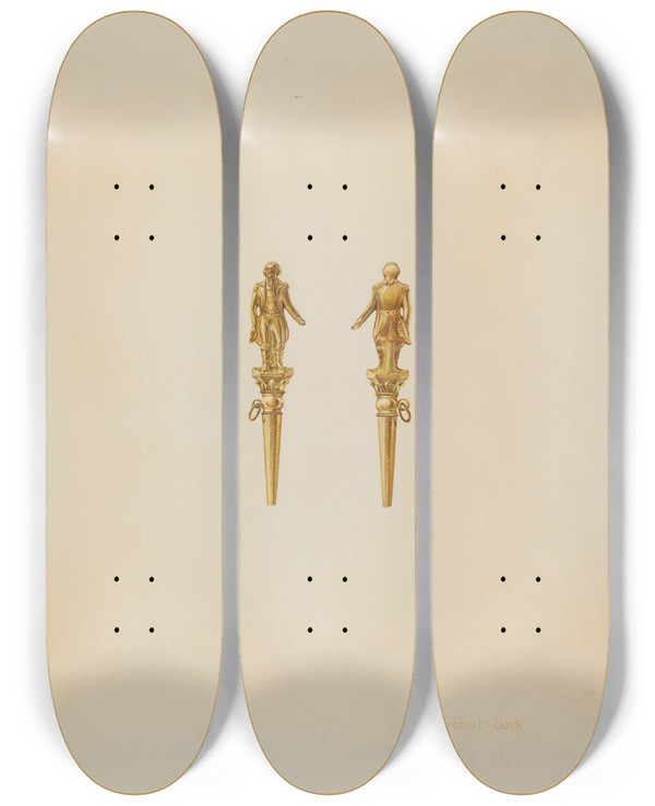 Triptych art skateboard deck of Robert Clark Watch Key_2 by Robert Clark