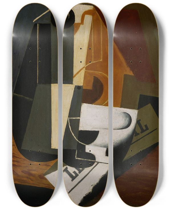Triptych art skateboard deck of Juan Gris Coffeepot by Juan Gris (1887-1927)