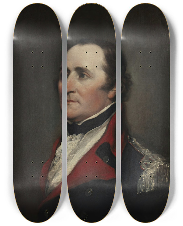 Triptych art skateboard deck of John Trumbull Brigadier General Ebenezer Huntington by John Trumbull (1756-1843)