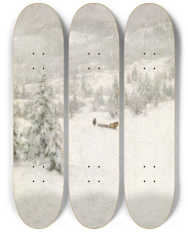 Triptych art skateboard deck of Jacob Glersen Winter by Jacob Gloersen (1852-1912)