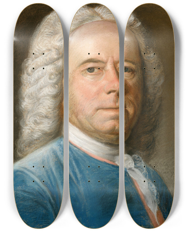 Triptych art skateboard deck of John Singleton Copley Hugh Hall by John Singleton Copley (1738-1815)