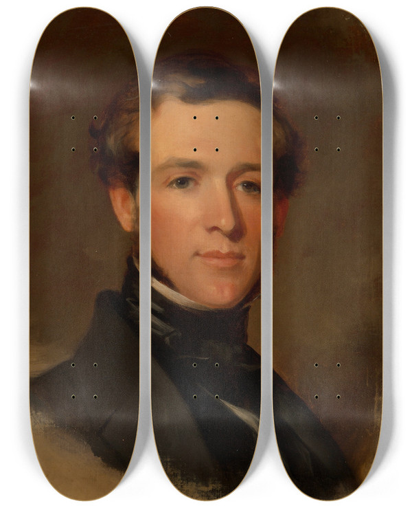 Triptych art skateboard deck of Thomas Sully Jacob S Snider Jr by Thomas Sully (1783-1872)