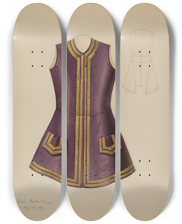 Triptych art skateboard deck of Louis Maldarelli Waistcoat_2 by Louis Maldarelli