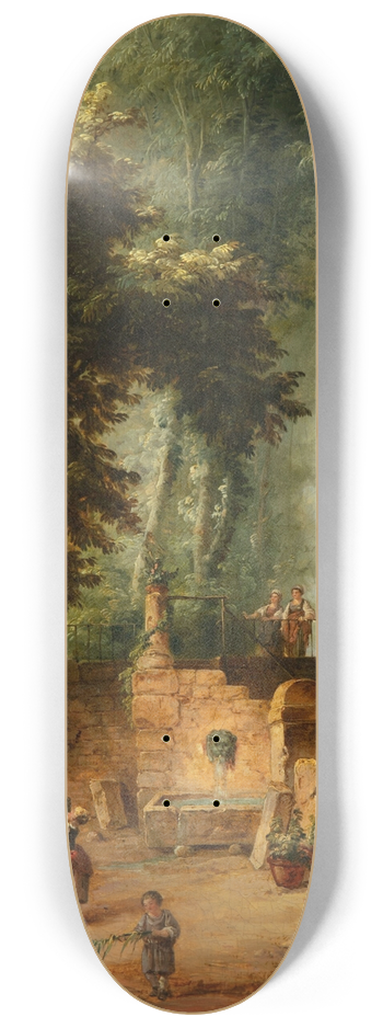 Hubert Robert - Fountain in a park 8.25 inch art skate deck