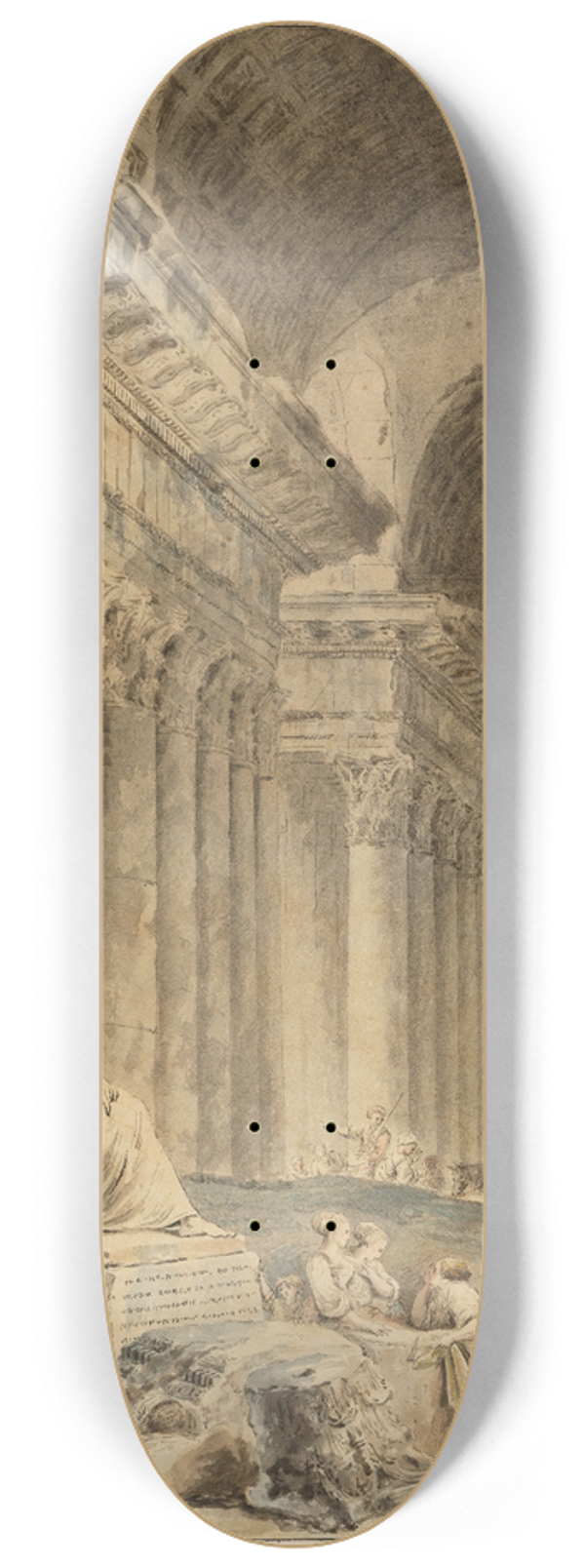 Hubert Robert - Gewlbte Sulengalerie mit antikischer Sitzstatue 8.25 inch art skate deck