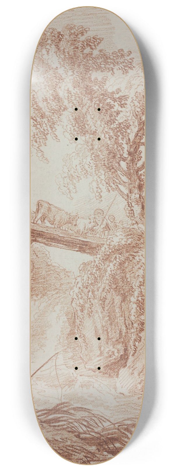 Hubert Robert - Herdsmen Crossing a Waterfall 8.25 inch art skate deck