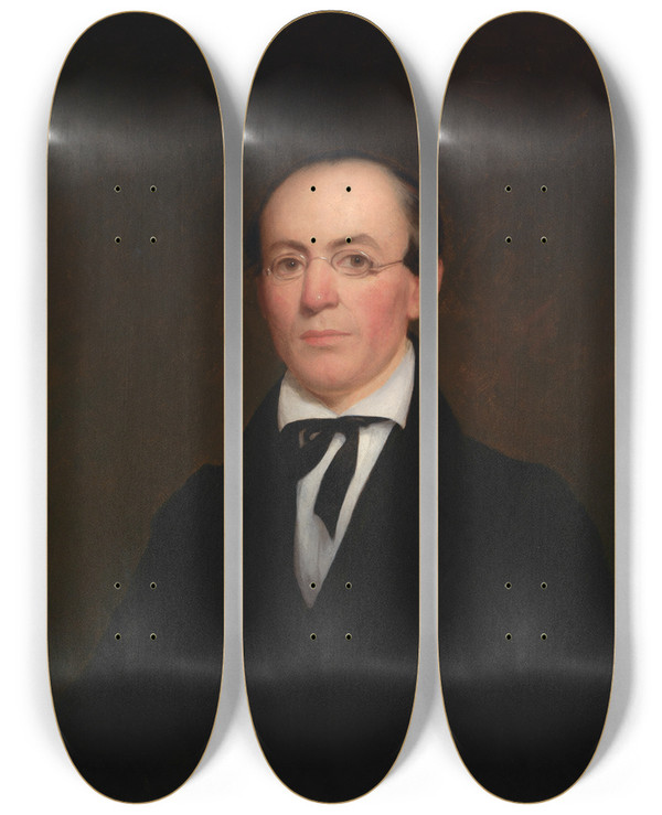 Triptych art skateboard deck of Nathaniel Jocelyn William Lloyd Garrison by Nathaniel Jocelyn (1796-1881)