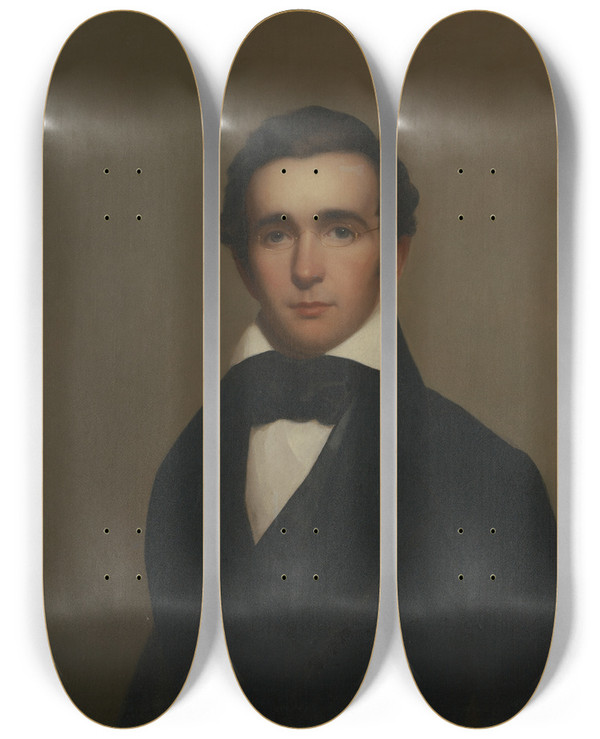 Triptych art skateboard deck of Nathaniel Jocelyn Reverend Edward Elias Atwater by Nathaniel Jocelyn (1796-1881)