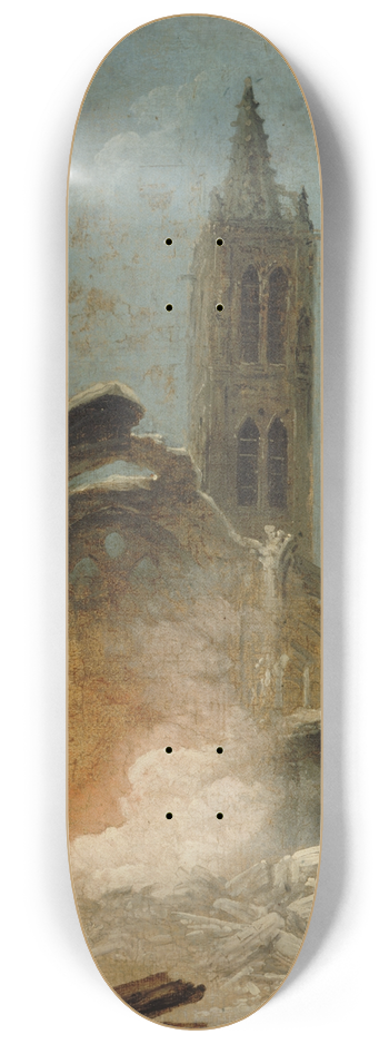 Hubert Robert - La Dmolition de lglise Saint-Jean-en-Grve, en 1800 8.25 inch art skate deck