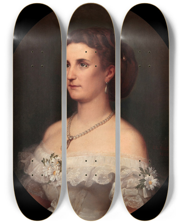 Triptych art skateboard deck of Carlos Luis De Ribera Y Fieve Mara Leonor De Salmsalm Duquesa De Osuna by Carlos Luis De Ribera Y Fieve (1815-1891)
