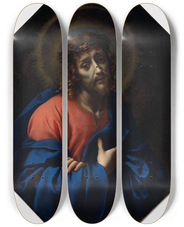 Triptych art skateboard deck of Carlo Dolci Ecce Homo by Carlo Dolci (1616-1687)