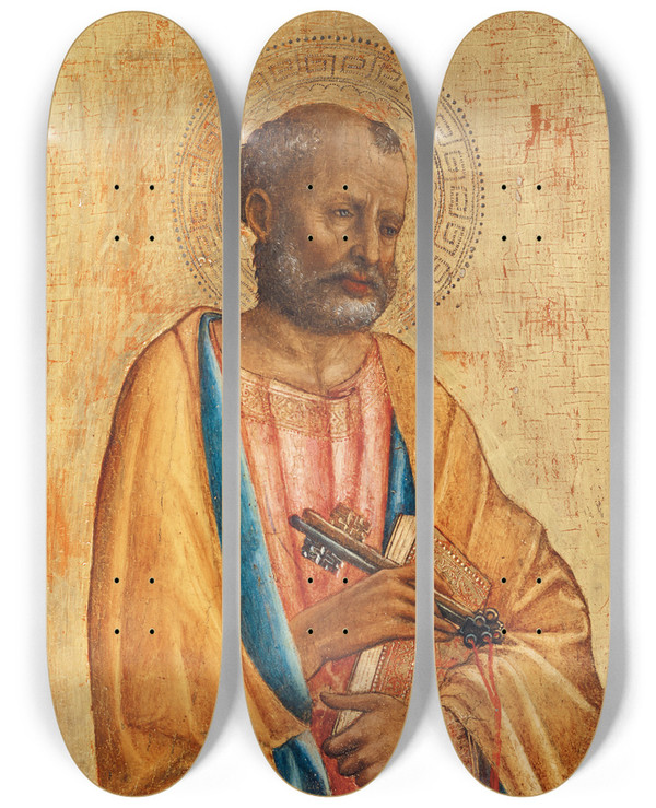 Triptych art skateboard deck of Vincenzo Foppa Saint Peter by Vincenzo Foppa (1430-1515)