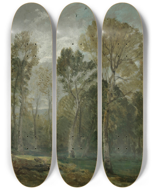 Triptych art skateboard deck of John Constable View Of A Copse by John Constable (1776-1837)