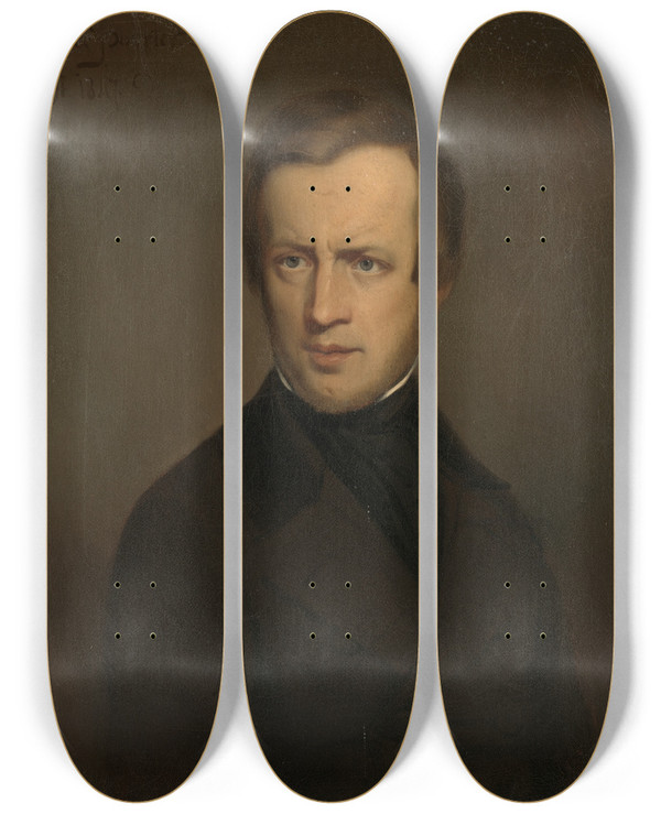 Triptych art skateboard deck of Bastiaan De Poorter Johannes Wernardus Bilders 1811 1890 Painter by Bastiaan De Poorter (1813-1880)