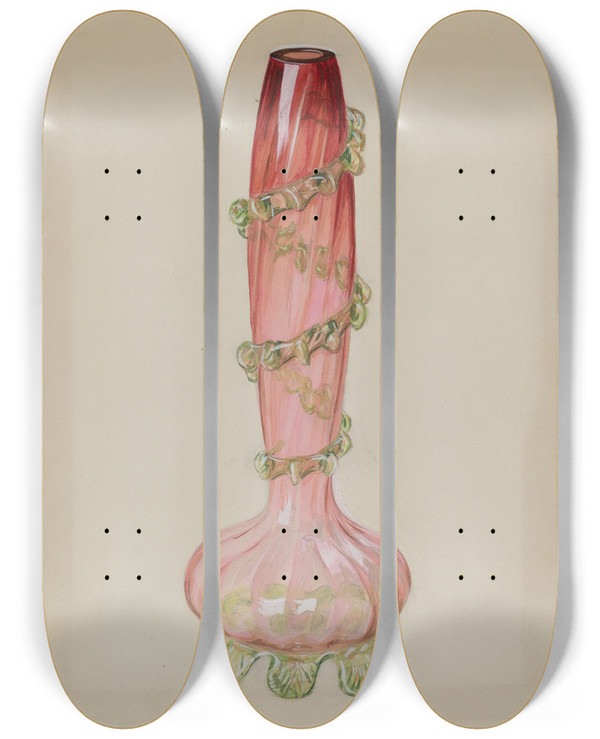 Triptych art skateboard deck of Robert Stewart Ruby Vase by Robert Stewart (20-)