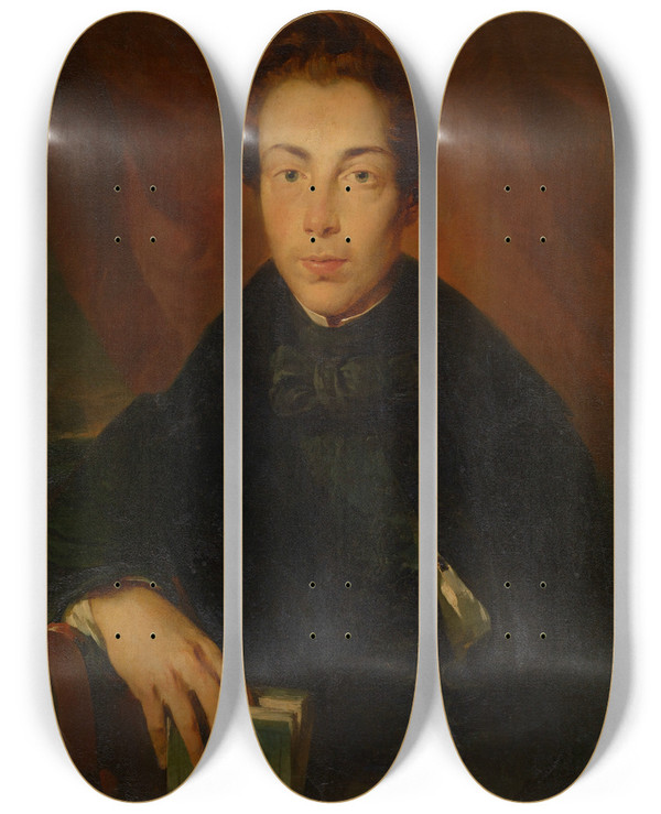 Triptych art skateboard deck of Nicaise De Keyser The Painter Henri Leys by Nicaise De Keyser (1813-1887)