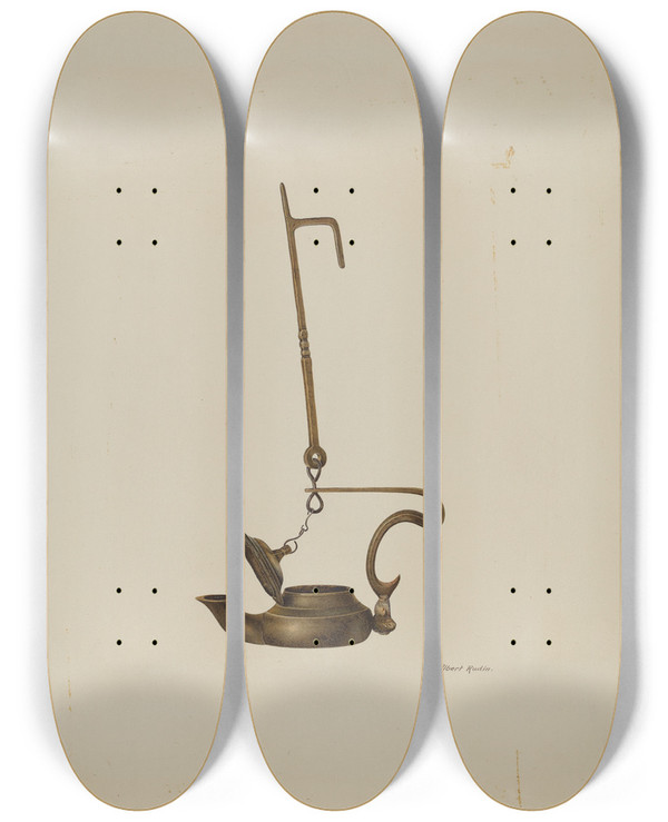 Triptych art skateboard deck of Albert Rudin Betty Lamp by Albert Rudin