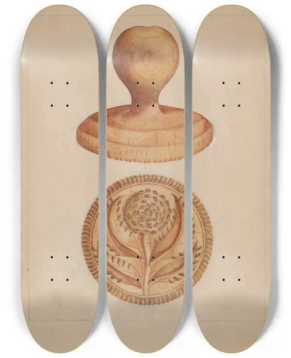 Triptych art skateboard deck of Anthony Zuccarello Butter Mold by Anthony Zuccarello