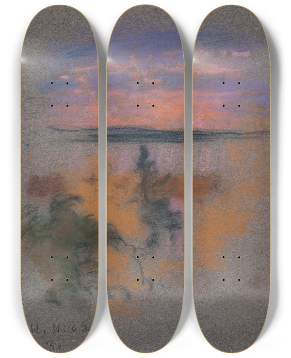 Triptych art skateboard deck of Eero Jrnefelt Untitled_14 by Eero Jarnefelt (1863-1937)