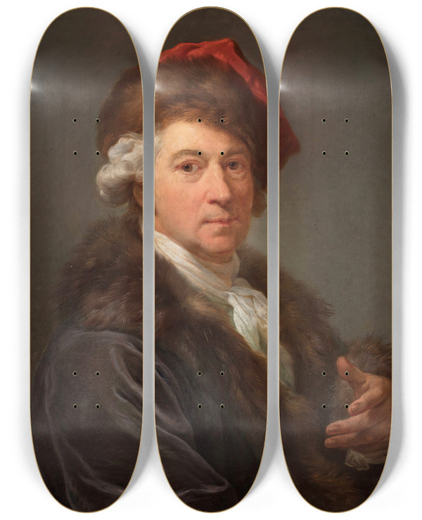 Triptych art skateboard deck of Marcello Bacciarelli Selfportrait by Marcello Bacciarelli (1731-1818)