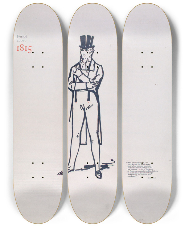 Triptych art skateboard deck of B Kuppenheimer Co Period About 1815 by B Kuppenheimer Co (19-20-)