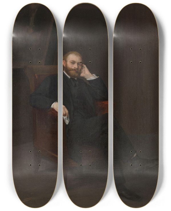Triptych art skateboard deck of Alphonse Legros Portrait Dedouard Manet by Alphonse Legros (1837-1911)