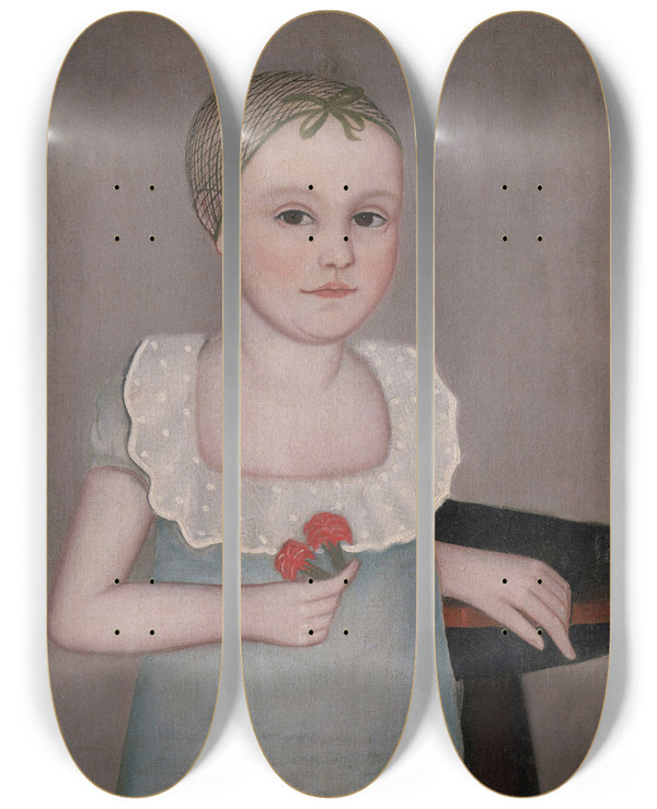 Triptych art skateboard deck of Ammi Phillips Henrietta Dorr by Ammi Phillips (1788-1865)