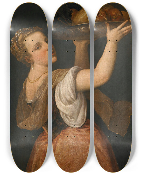 Triptych art skateboard deck of Follower Of Titian Pomona by Follower of Titian (1506-1576)