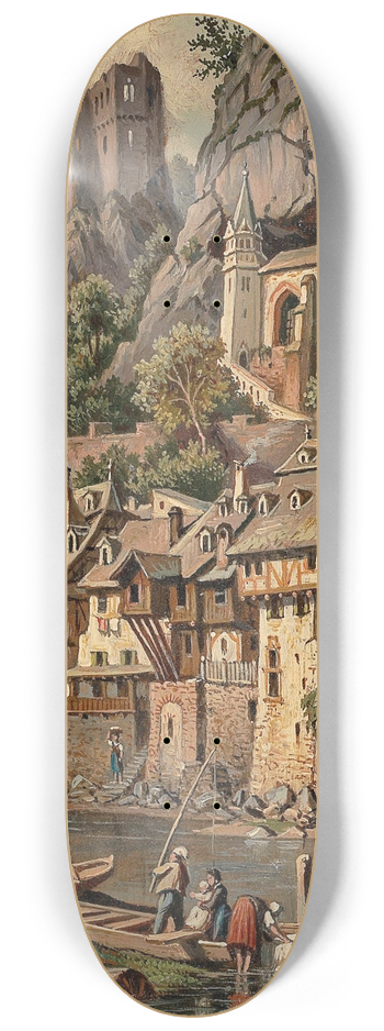 Hubert Sattler - View of the Rock Church and Castle Ruins in Idar-Oberstein 8.25 inch art skate deck