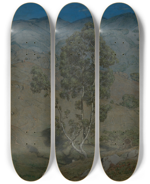 Triptych art skateboard deck of Hans Thoma Die Birke by Hans Thoma (1839-1924)