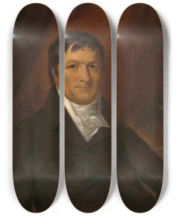 Triptych art skateboard deck of John Wesley Jarvis John Jacob Astor by John Wesley Jarvis (1781-1840)