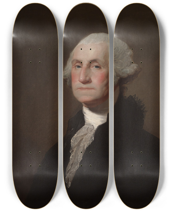 Triptych art skateboard deck of Gilbert Stuart George Washington_4 by Gilbert Stuart (1755-1828)