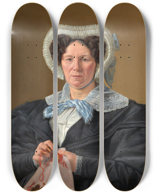 Triptych art skateboard deck of Martinus Rrbye The Artists Mother Frederikke Eleonore Cathrine Rrbye Ne Stockfleth by Martinus Rorbye (1803-1848)