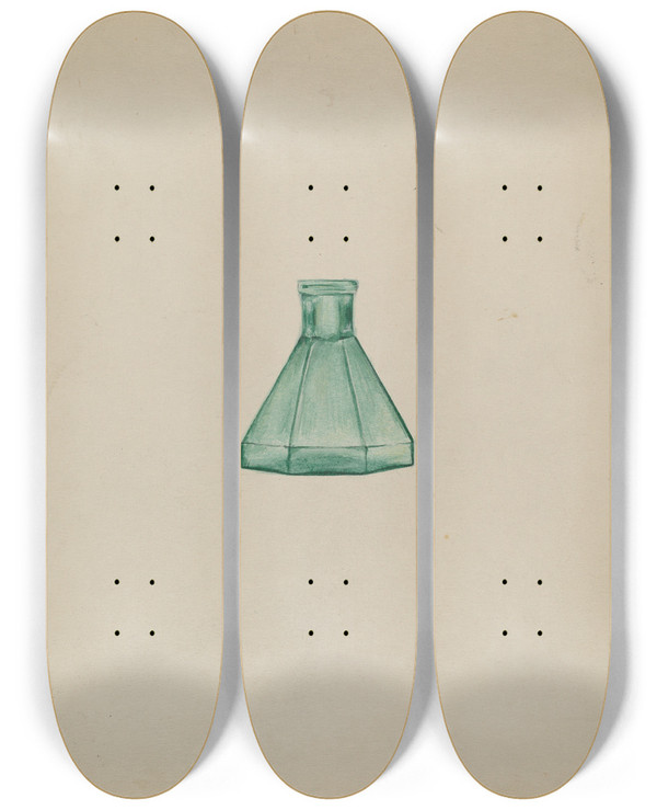 Triptych art skateboard deck of Anthony Zuccarello Ink Well by Anthony Zuccarello