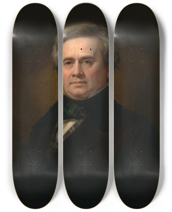 Triptych art skateboard deck of Daniel Huntington Joseph Henry by Daniel Huntington (1816-1906)