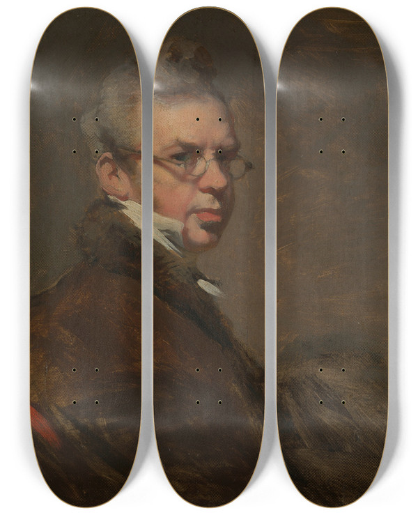 Triptych art skateboard deck of George Chinnery Selfportrait_1 by George Chinnery (1774-1852)
