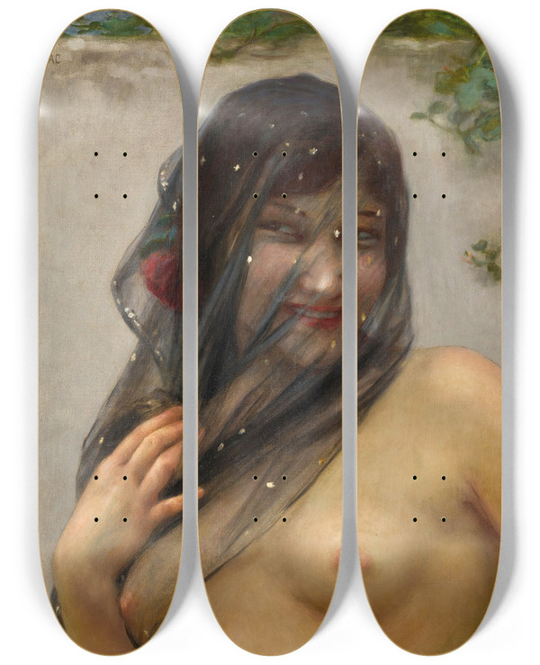 Triptych art skateboard deck of Guillaume Seignac Odalisque by Guillaume Seignac (1870-1924)