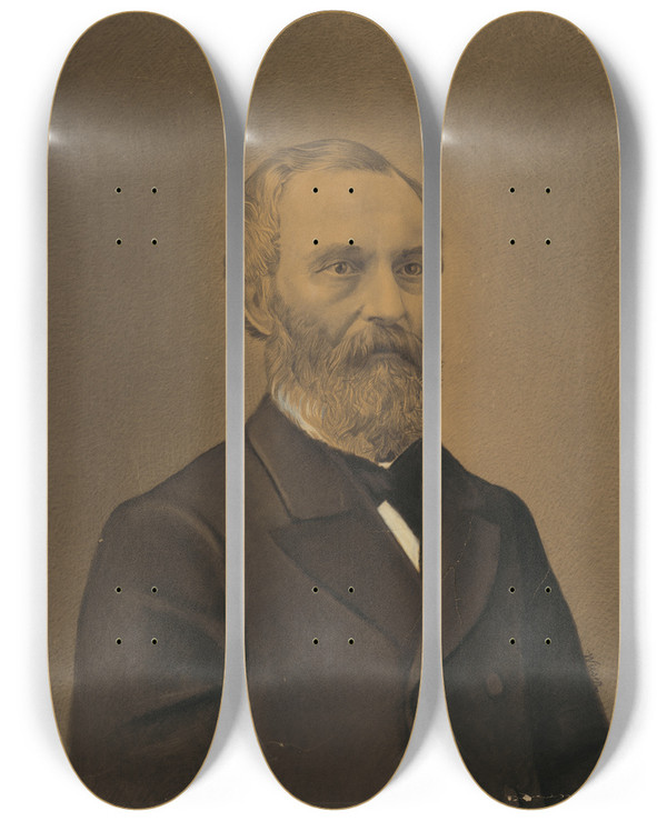 Triptych art skateboard deck of L Wieser Willis Drummond by L Wieser (1881)