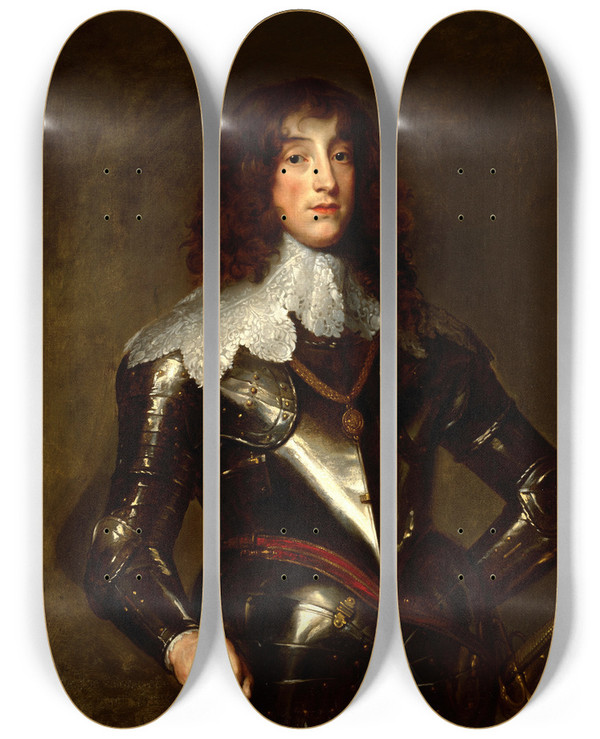 Triptych art skateboard deck of Anthony Van Dyck Charles Louis Elector Palatine_2 by Anthony Van Dyck (1599-1641)