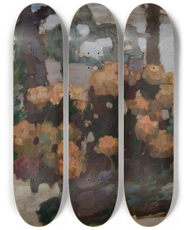 Triptych art skateboard deck of Leo Putz Rosenstillleben by Leo Putz (1869-1940)