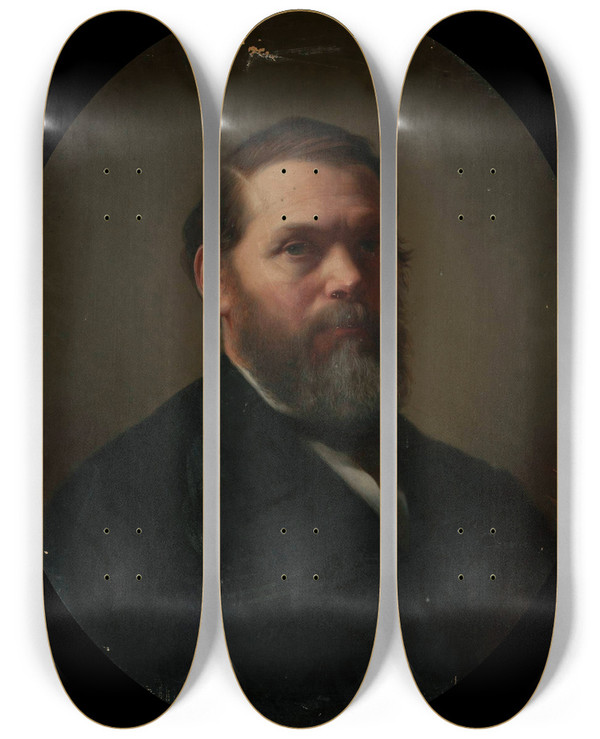 Triptych art skateboard deck of Antoni Murzynowski Selfportrait by Antoni Murzynowski (1818-1896)