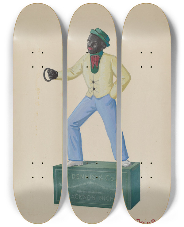 Triptych art skateboard deck of Rex F Bush Cast Iron Dobbie_2 by Rex F Bush (20-)