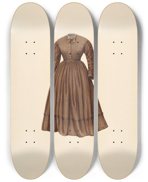 Triptych art skateboard deck of H Langden Brown Bishop Hill Dress by H Langden Brown