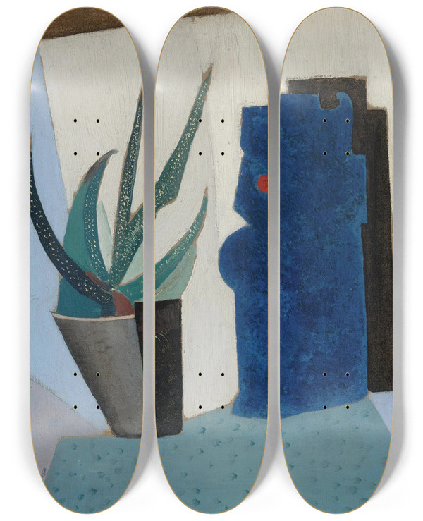 Triptych art skateboard deck of Ngel Zrraga Still Life With Cactus by ngel Zrraga (1886-1946)