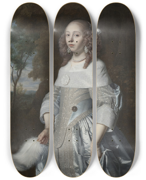 Triptych art skateboard deck of Bartholomeus Van Der Helst Jeanne Parmentier 16341710 by Bartholomeus van der Helst (1613-1670)